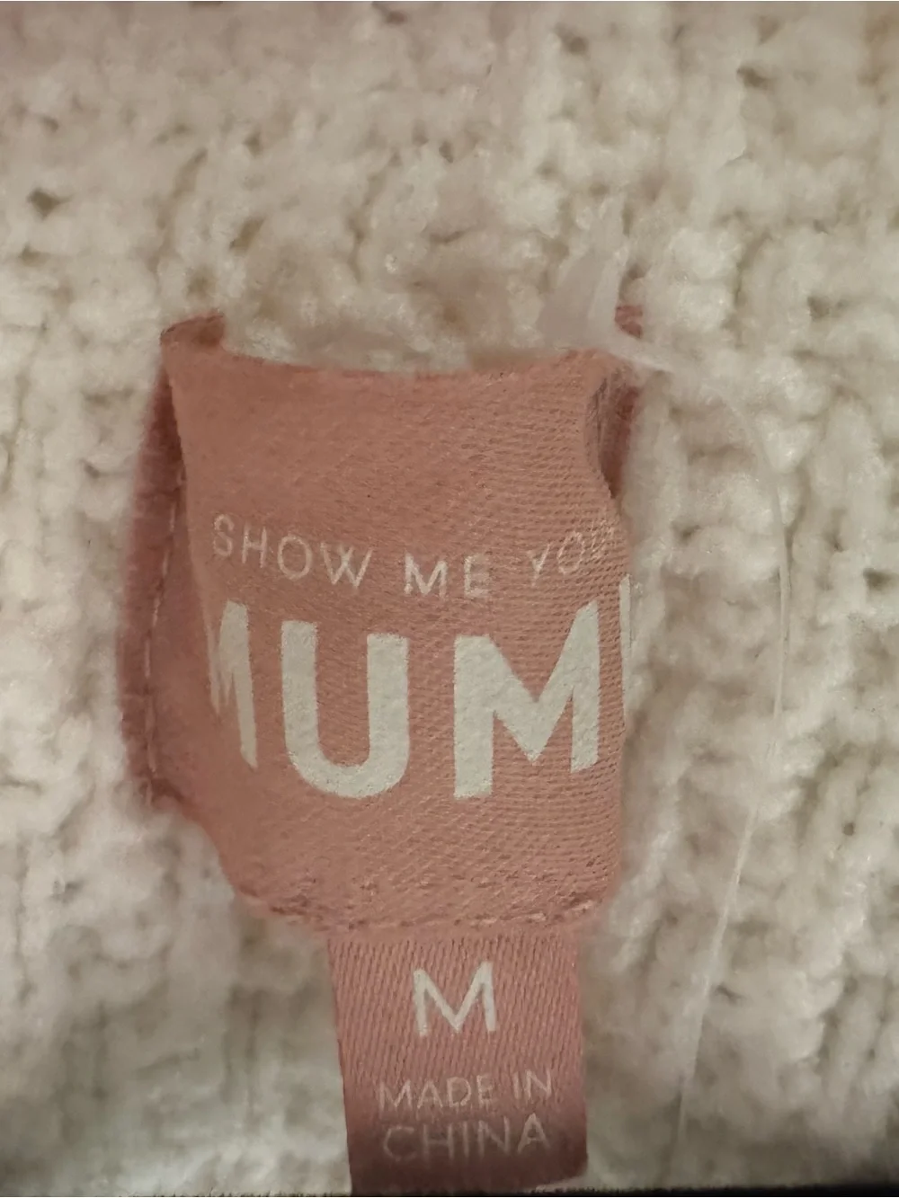 Show Me Your MuMu Pink Brand Tag on Cream Sherpa Fabric Zermatt Zip Up